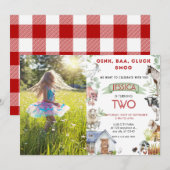 Invitation Animaux de ferme rustiques Photo de fête d'anniver (Devant / Derrière)