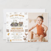 Invitation Animaux de ferme Tracteur Enfants 1er anniversaire (Devant)