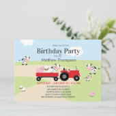 Invitation Animaux de ferme Tracteur rouge Garçons fête d'ann (Debout devant)