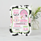 Invitation Animaux de ferme Vachette En vichy Campagne Fille  (Debout devant)