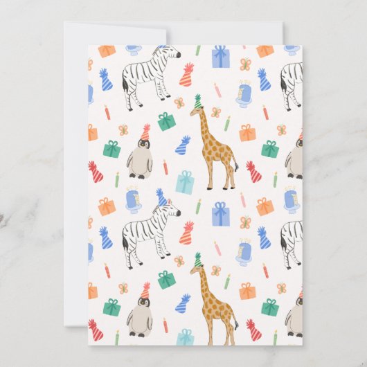 Invitation Animaux de fête (Dos)