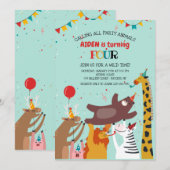 Invitation Animaux de Fête (Devant / Derrière)