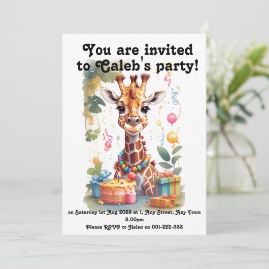 Invitation Animaux de fête (Debout devant)