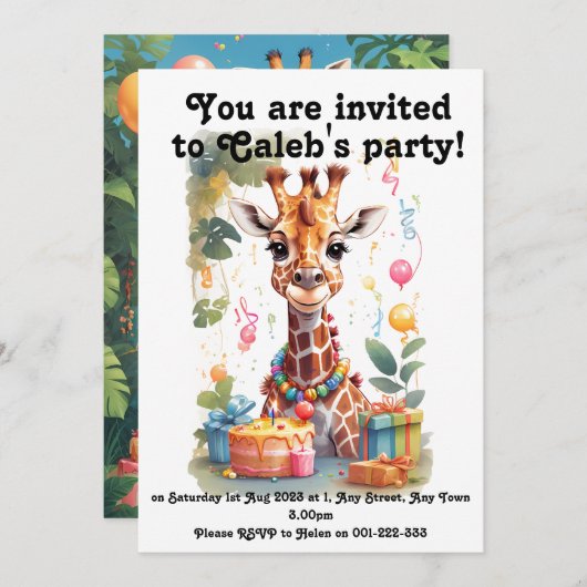 Invitation Animaux de fête (Devant / Derrière)