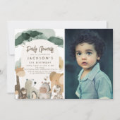 Invitation Animaux de fête à l'aquarelle Photo Fête d'anniver (Devant)