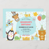 Invitation Animaux de fête adorables  (Devant / Derrière)