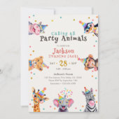 Invitation Animaux de Fête Âge Modifiable Anniversaire d'Enfa (Devant)