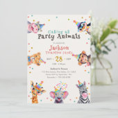 Invitation Animaux de Fête Âge Modifiable Anniversaire d'Enfa (Debout devant)