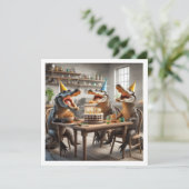 Invitation Animaux de fête, Alligators mangeant cake annivers (Debout devant)