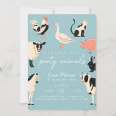 Invitation Animaux de fête | Animaux de ferme pour vache à en (Devant)