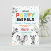 Invitation Animaux de fête | Animaux de fête Anniv (Debout devant)