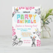 Invitation Animaux de fête | Animaux de fête Anniv (Debout devant)