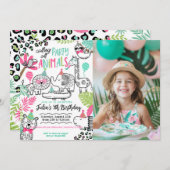 Invitation Animaux de fête Anniversaire (Devant / Derrière)