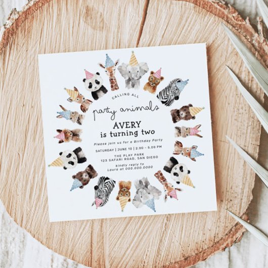 Invitation Animaux de fête Anniversaire