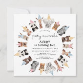 Invitation Animaux de fête Anniversaire (Devant)