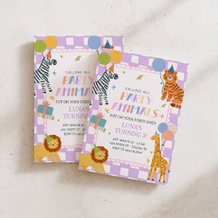 Invitation Animaux de Fête Anniversaire Fille Safari Jungle