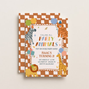 Invitation Animaux de Fête Anniversaire Garçons Safari Jung