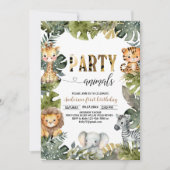 Invitation Animaux de fête Anniversaire Jungl Wild (Devant)