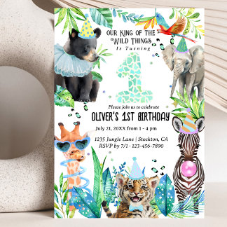 Invitation animaux de fête Anniversaire Safari tropical