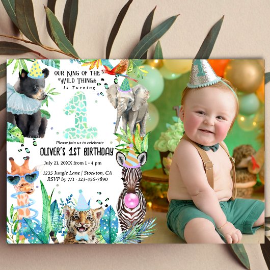 Invitation animaux de fête Anniversaire Safari tropical