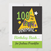 Invitation Animaux de fête centenaires - 100e anniversaire (Devant)