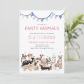 Invitation Animaux de fête Chien chiot Anniversaire Fête Invi (Debout devant)