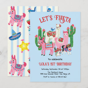 Invitation Animaux de fête d'anniversaire de Fiesta mexicaine