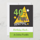 Invitation Animaux de fête de 40 ans - 40e anniversaire (Devant)