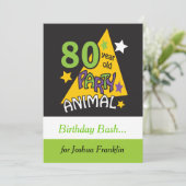 Invitation Animaux de fête de 80 ans - 80e anniversaire (Debout devant)