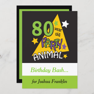 Invitation Animaux de fête de 80 ans - 80e anniversaire