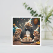 Invitation Animaux de fête de dragon barrés, anniversaire de  (Debout devant)