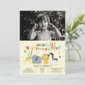 Invitation Animaux de fête de zoo sauvage Anniversaire Photo (Debout devant)