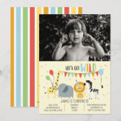 Invitation Animaux de fête de zoo sauvage Anniversaire Photo (Devant / Derrière)