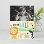 Invitation Animaux de fête de zoo sauvage Anniversaire Photo (Debout devant)