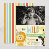 Invitation Animaux de fête de zoo sauvage Anniversaire Photo (Devant / Derrière)