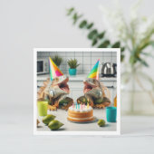 Invitation Animaux de fête d'Iguana, anniversaire de reptile (Debout devant)