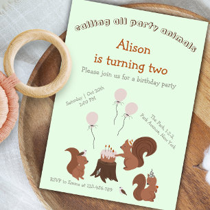 Invitation Animaux de fête Écureuil Anniversaire Fête Invitat