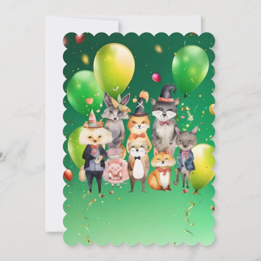 Invitation Animaux de fête éffrayante thème Anniversaire de e (Dos)