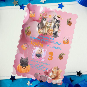 Invitation Animaux de fête éffrayante thème Anniversaire de e