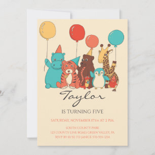 Invitation Animaux de fête Élégant Anniversaire Contemporain