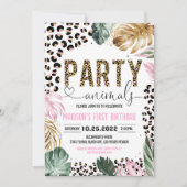 Invitation Animaux de fête Empreinte de léopard d'anniversair (Devant)