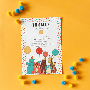 Invitation Animaux de Fête et Points de Naissance Personnalis