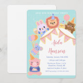 Invitation Animaux de fête Extravaganza Anniversaire Invitati (Devant / Derrière)