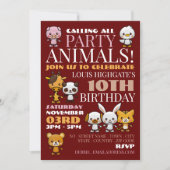 Invitation Animaux de fête, fête d'anniversaire de Chevron (Devant)