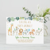 Invitation Animaux de fête Garçon Safari Anniversaire (Debout devant)