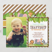 Invitation Animaux de fête Jungle Safari photo Anniversaire (Devant / Derrière)