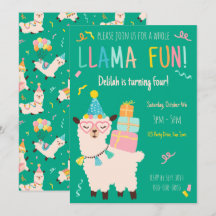 Animaux de fête Llama Anniversaire Filles Vert