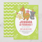 Invitation Animaux de fête mignonne Anniversaire de enfant de (Devant / Derrière)