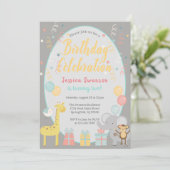 Invitation Animaux de fête mignonne Anniversaire Fête Jaune (Debout devant)