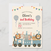 Invitation Animaux de fête mignons dans un train charmant (Devant)
